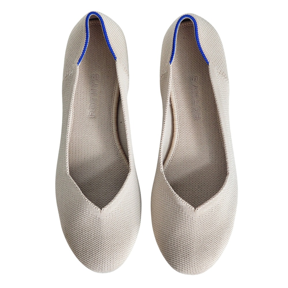 Rothys The Point Sand Beige Tortoise Shell Sole Flats Shoes Womens 10 001-242 - Picture 4 of 9